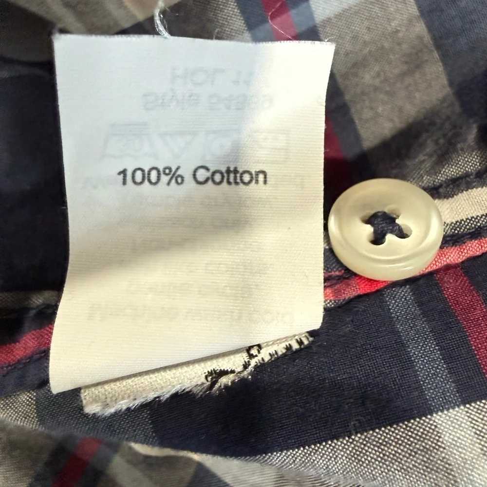 J. Crew Navy and Red Plaid Button Down Shirt